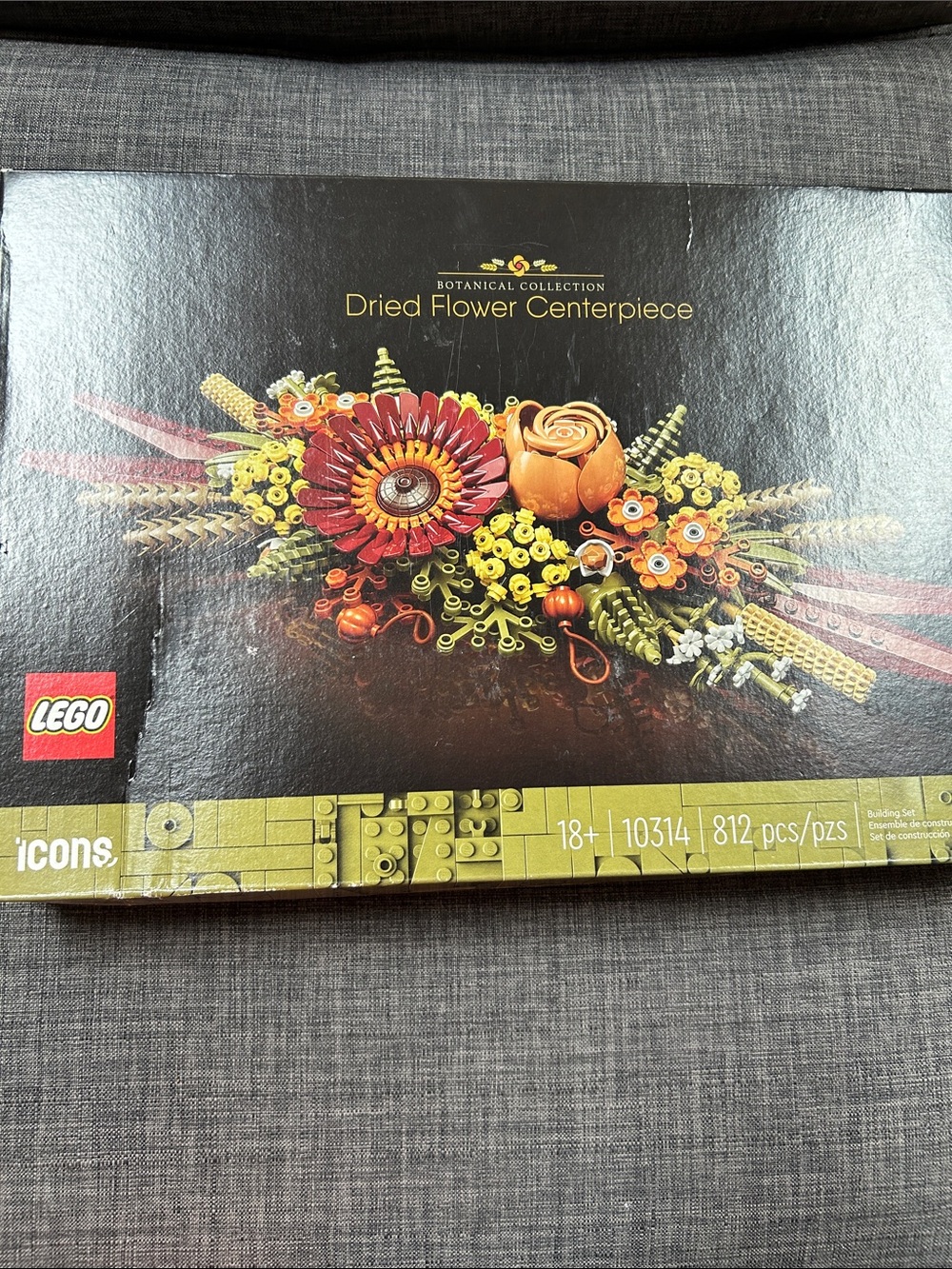 LEGO Dried Flower Centerpiece in Olive Green, Orange, Red